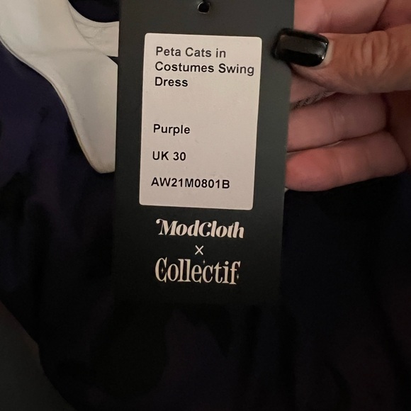 ModCloth Halloween Purple Cats Bats Pumpkins, Vampires A-Line Dress - Picture 5 of 9